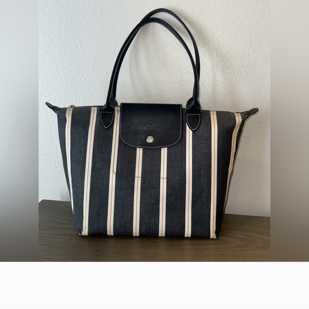 Longchamp Modele Depose Le Pliage Striped Tote - Medium Size